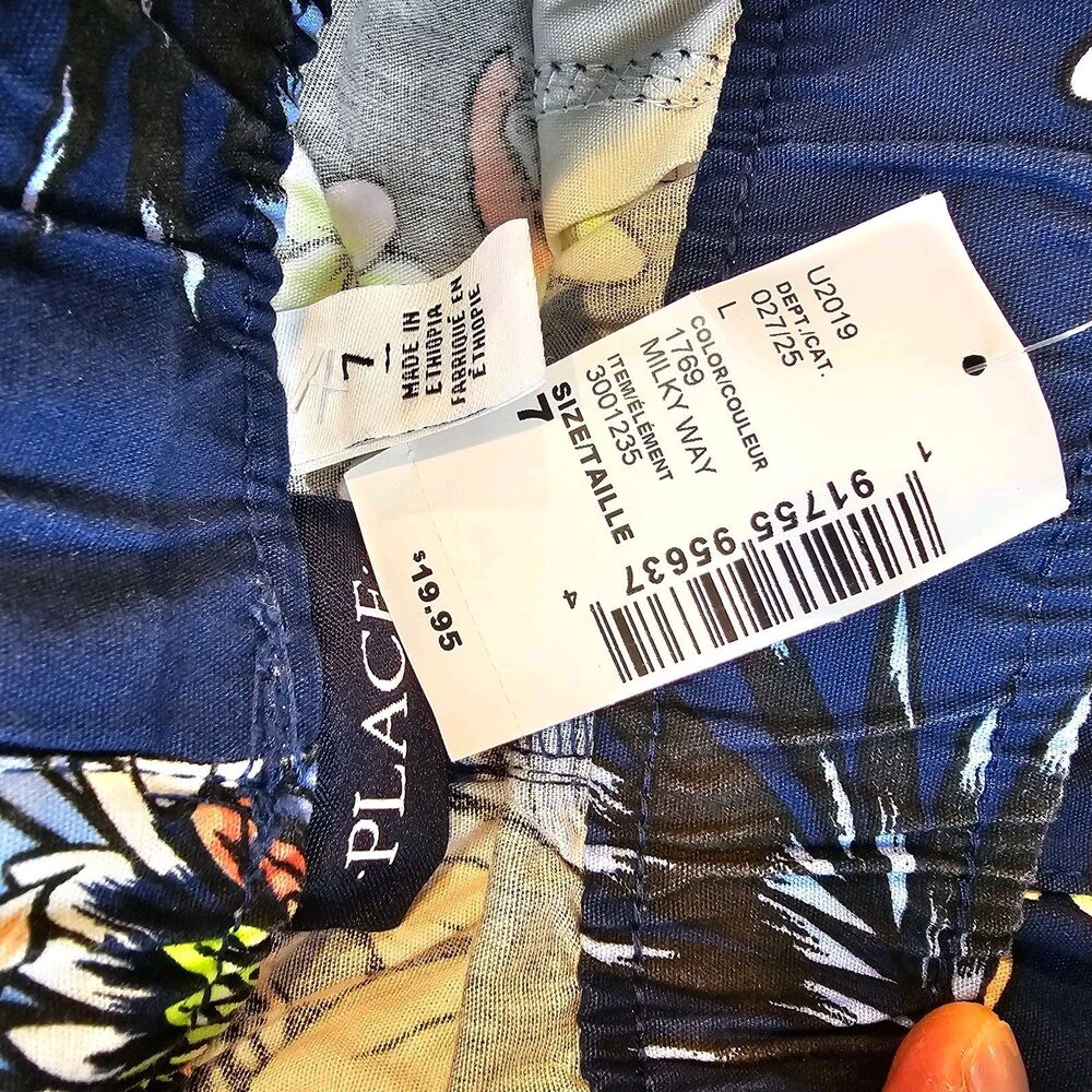 CHILDREN'S PLACE PLACE boys tropical bird print pants size 7 blue drawstring - Picture 2 of 8